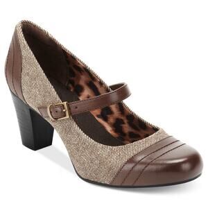 Clarks Sapphire Bendables Mary Jane Women's Shoes Brown Strap-on Heels Size 8.5M